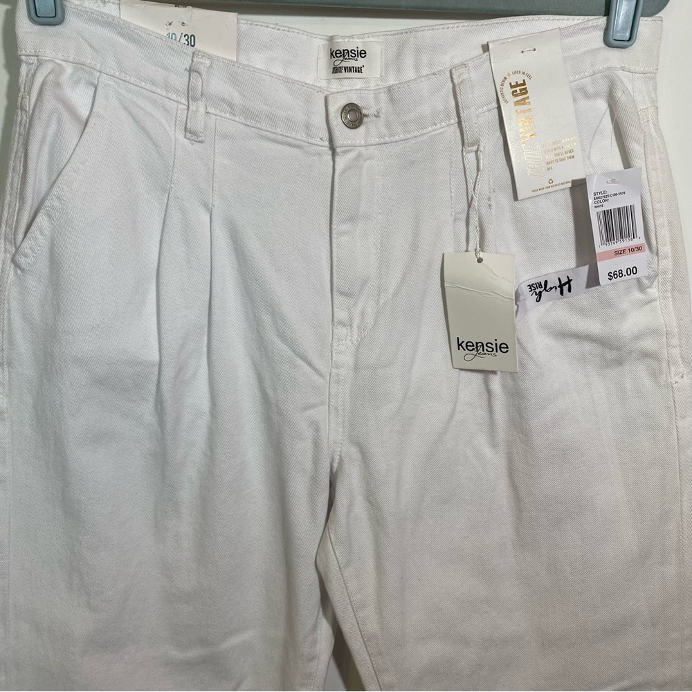 Kensie Crop Jeans Women’s 10 True Vintage High Rise White Pleated 100% Cotton - Picture 5 of 12